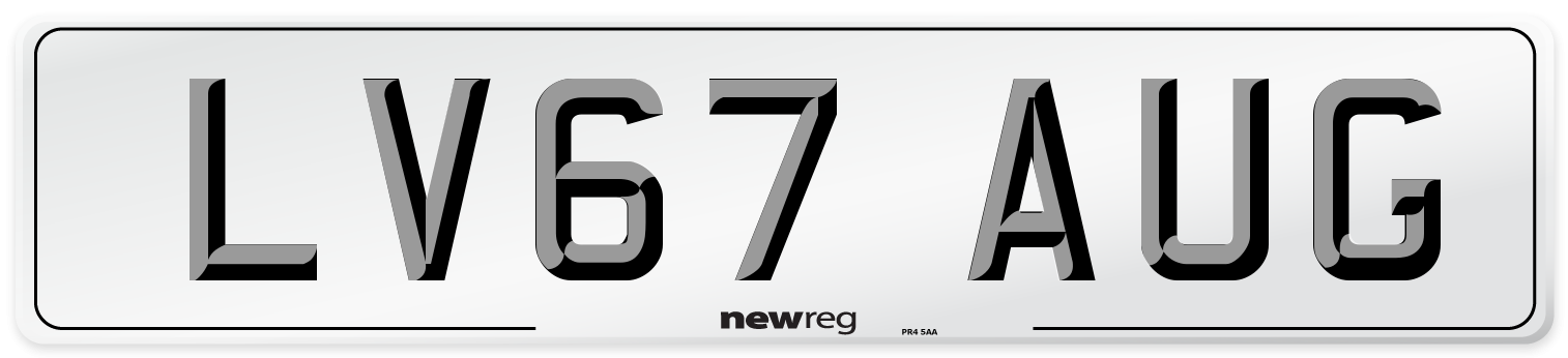 LV67 AUG Number Plate from New Reg